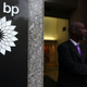 A security guard at the entrance to BP’s London headquarters